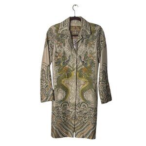 Biya by Johnny Was Embroidered Silk Dragon Coat  XS